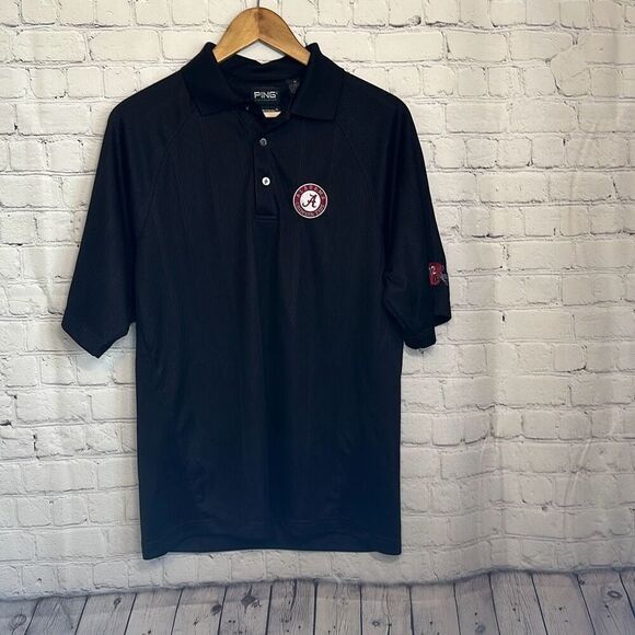 Ping Collection Alabama Polo Shirt Sz Medium Dry Fiber Dynamics Black - Picture 1 of 8